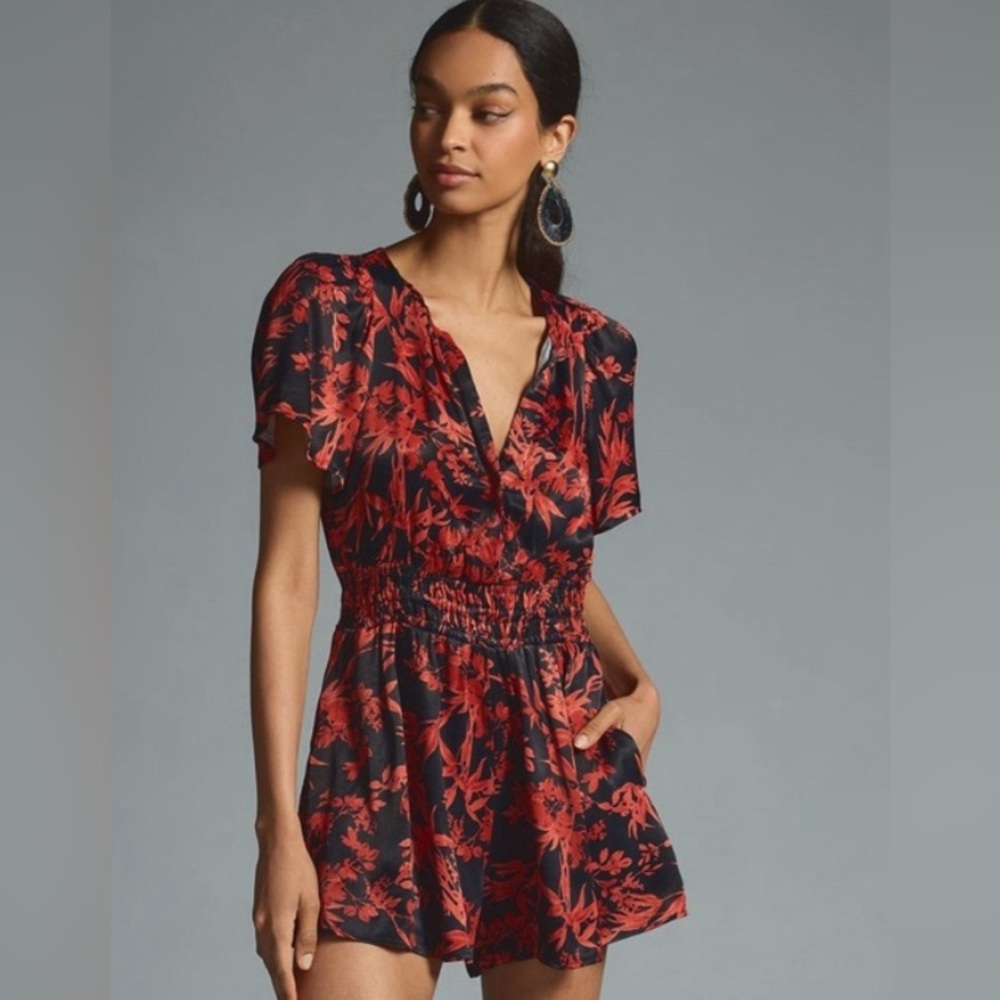 Anthropologie black and red romper